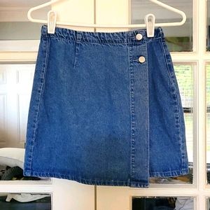 90s style denim wrap skirt